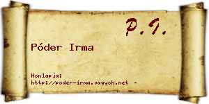 Póder Irma névjegykártya